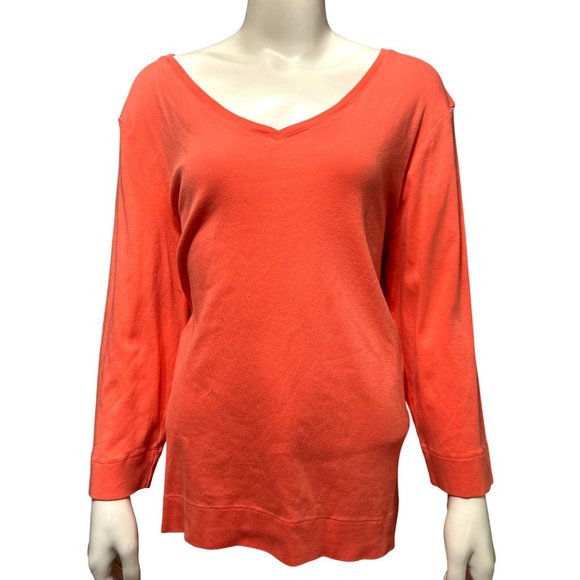 Chico's The Ultimate Tee Tops - Chicos The Ultimate Tee Long Sleeve Orange Blouse Size 3